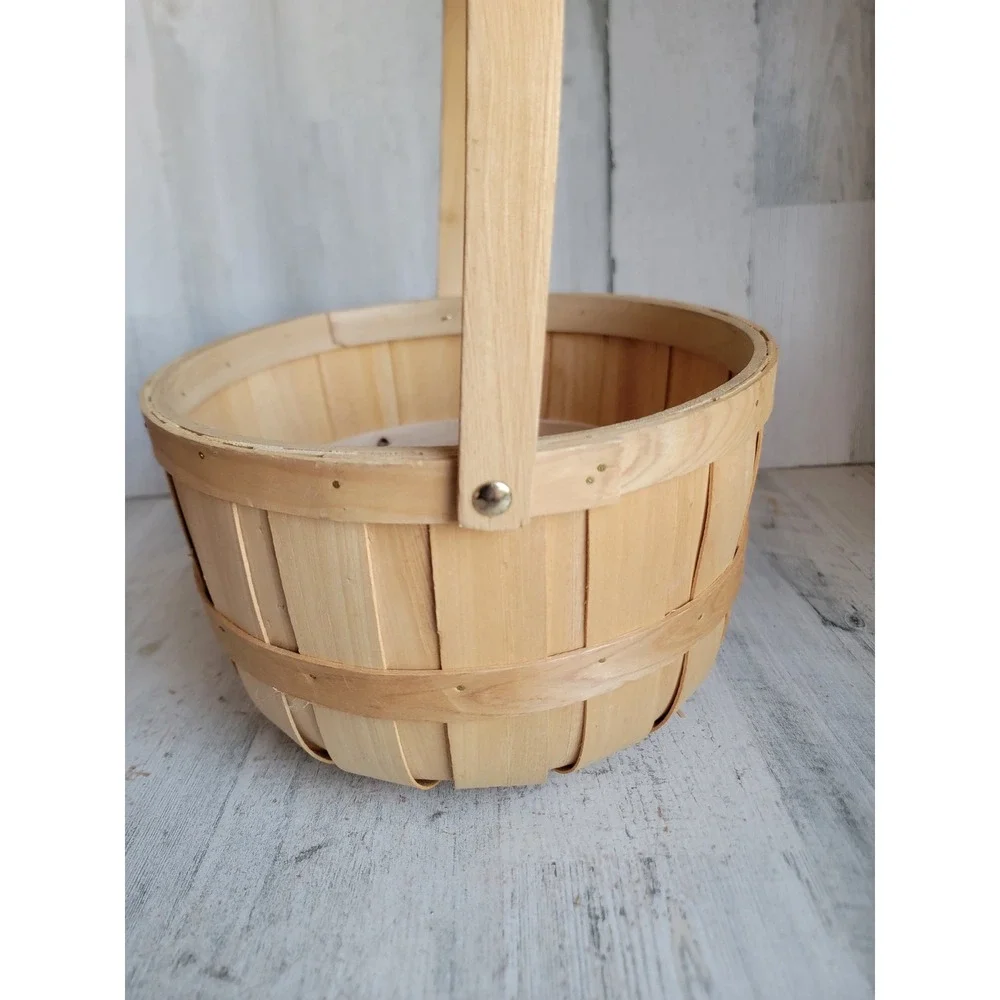 Vintage style‎ bushel basket picnic round home decor storage tan